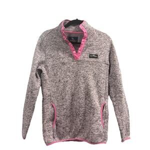 Simply Southern Gray Pink Snap Pullover Sweatshirt Womens Size M Long Sleeve